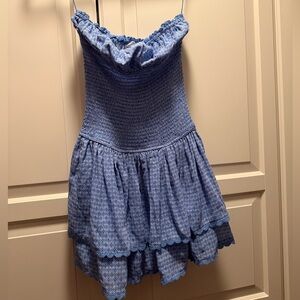 Sky To Moon Blue Strapless Mini Dress